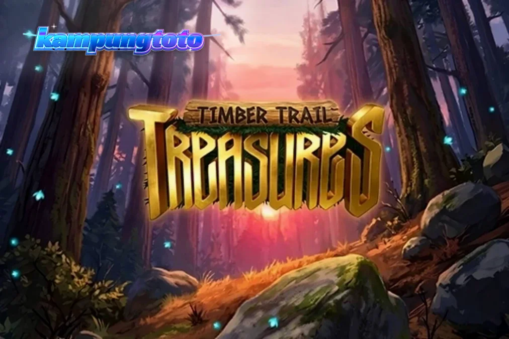 Pemandangan hutan mistis dengan simbol hewan dan rune di slot Timber Trail Treasures